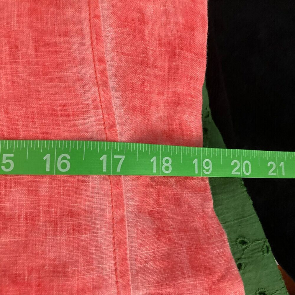 Sandwich Dress Womens Sz 38 M Coral Orange Linen Shift Laced Collar Long Sleeve - Picture 12 of 14